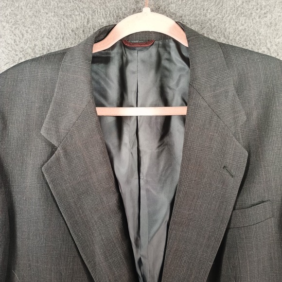 Hart Schaffner Marx Blazer Men 48L 100% Virgin Wool Black Pocket Softly Tailored - Picture 2 of 14